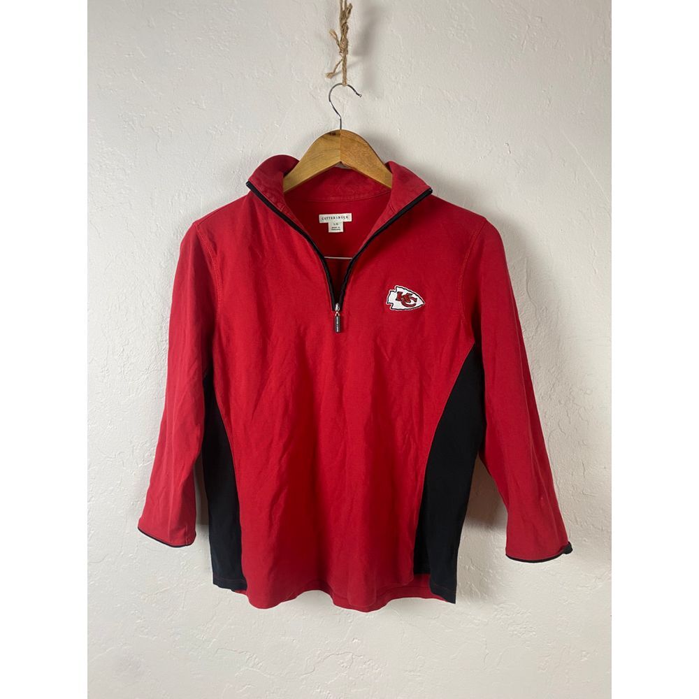 Cutter & Buck‎ Kansas City Chiefs NFL Quarter Zip Pullover Red Black Athletic L